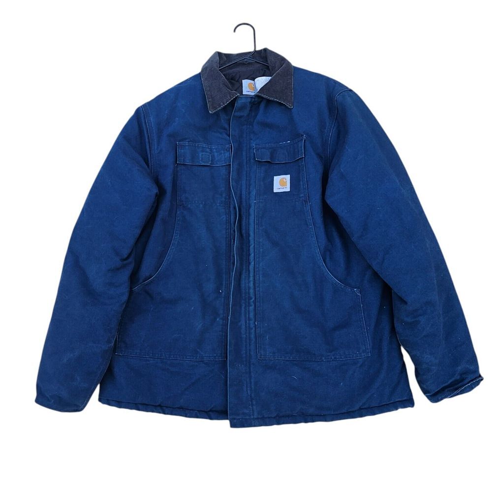 Carhartt 14806 Navy Blue Made In USA Quilt Lined Jacket Mens Size Tall 50